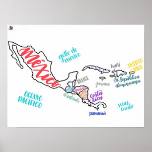 Map of Central America Poster