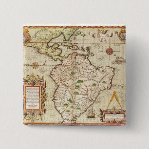 Map of Central and South America 15 Cm Square Badge