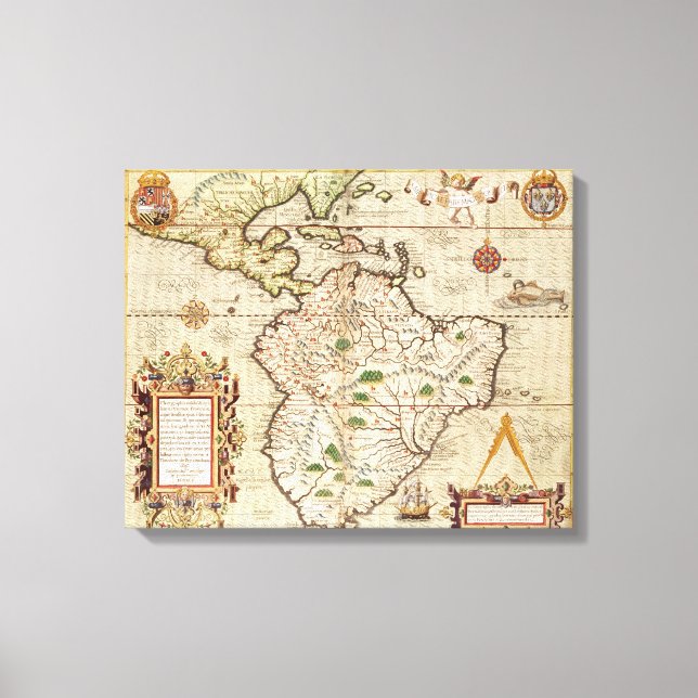 Map of Central and South America Canvas Print (Front)