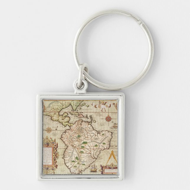 Map of Central and South America Key Ring (Front)