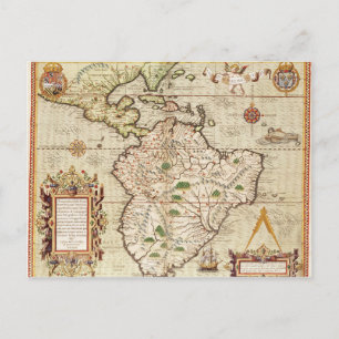 Map of Central and South America Postcard