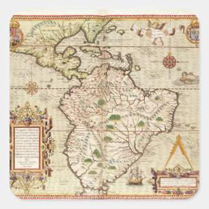 Map of Central and South America Square Sticker