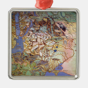 Map of Central Europe Metal Tree Decoration