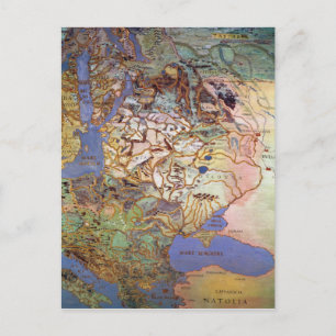 Map of Central Europe Postcard