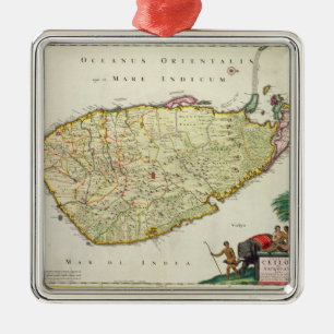 Map of Ceylon according to Nicolas Visscher Metal Tree Decoration