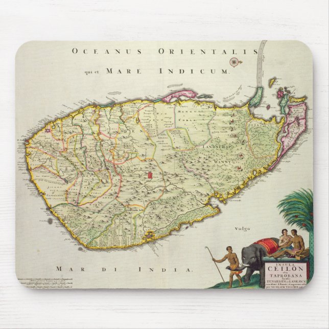 Map of Ceylon according to Nicolas Visscher Mouse Mat (Front)