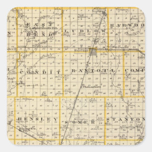 Map of Champaign County Square Sticker