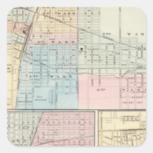 Map of Champaign, Urbana, Mattoon and Charleston Square Sticker