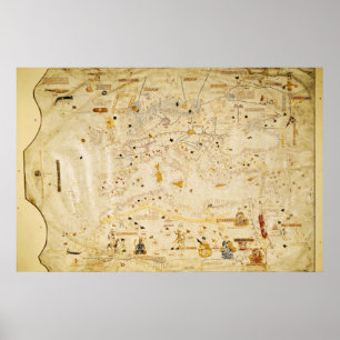 Map of Charles V, Map of Mecia Poster