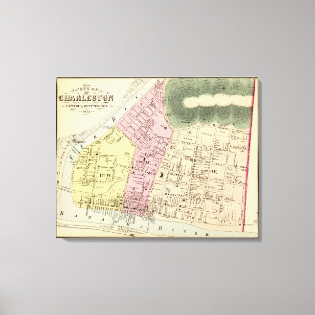 Map of Charleston, West Virginia Canvas Print (Front)