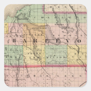 Map of Charlevoix and Antrim counties, Michigan Square Sticker