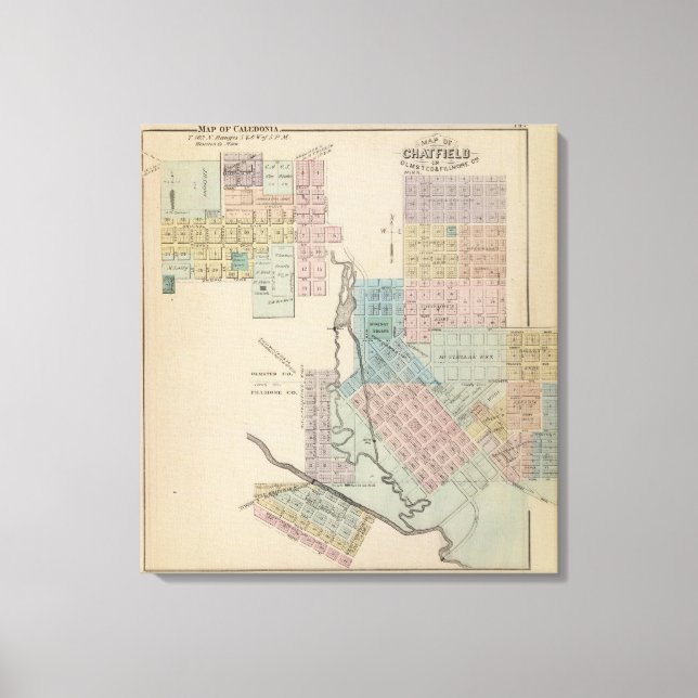 Map of Chatfield, Map of Caledonia, Minn Canvas Print (Front)
