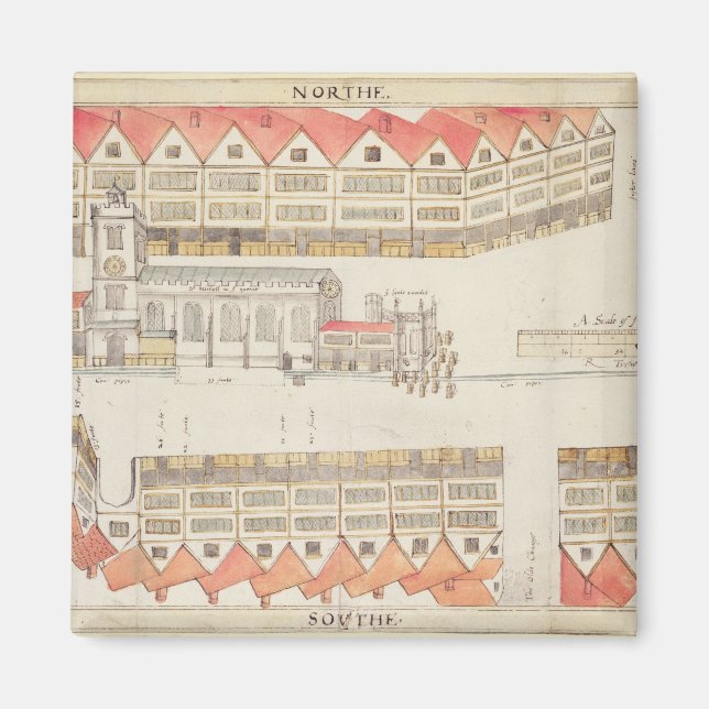 Map of Cheapside, London, 1585 Magnet (Front)