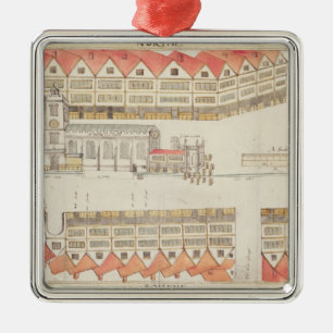 Map of Cheapside, London, 1585 Metal Tree Decoration