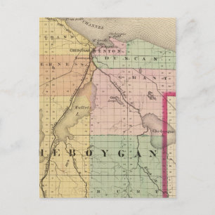 Map of Cheboygan County, Michigan Postcard