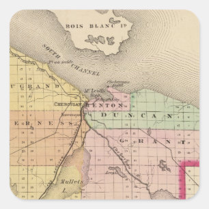 Map of Cheboygan County, Michigan Square Sticker