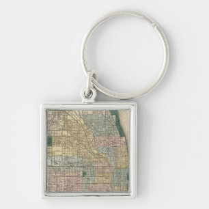 Map of Chicago City Key Ring