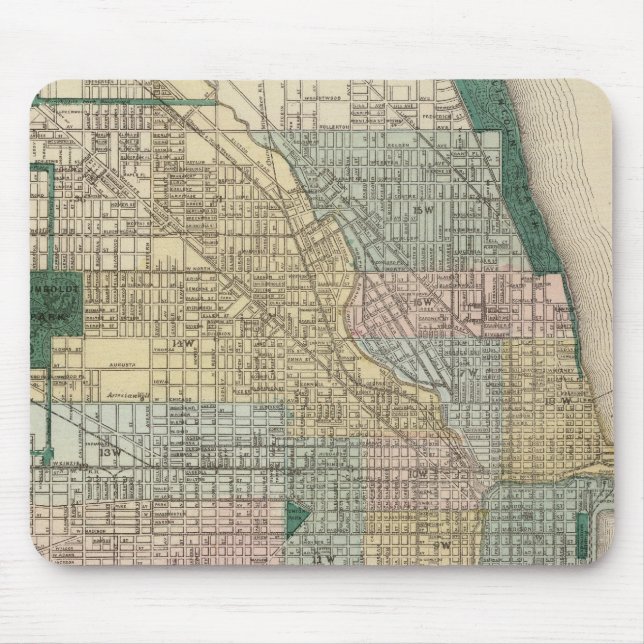 Map of Chicago City Mouse Mat (Front)