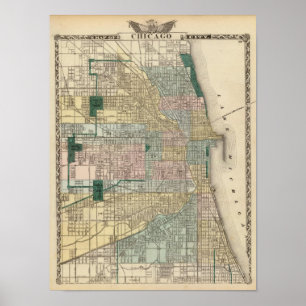 Map of Chicago City Poster