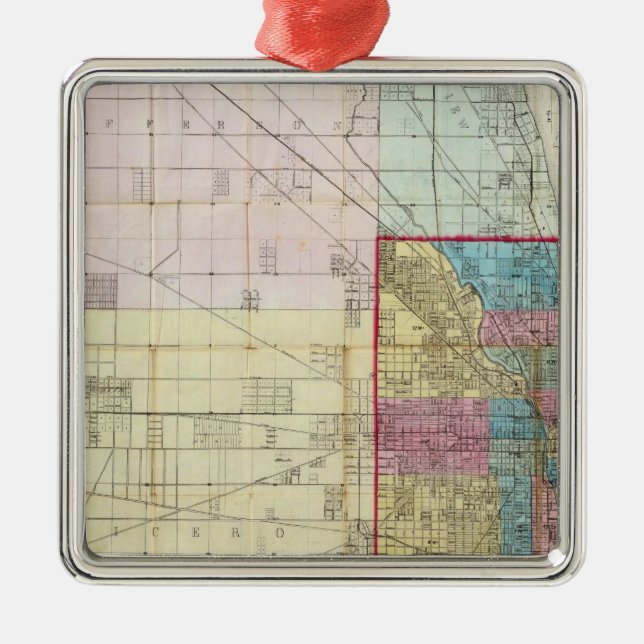 Map of Chicago Metal Tree Decoration (Front)
