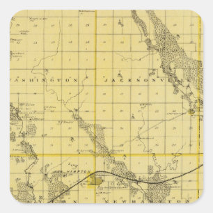 Map of Chickasaw County, State of Iowa Square Sticker