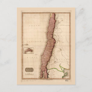 Map of Chile (1818) Postcard
