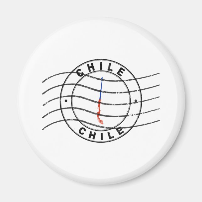 Map of Chile, Postal Passport Stamp, Travel Stamp Magnet (Front)