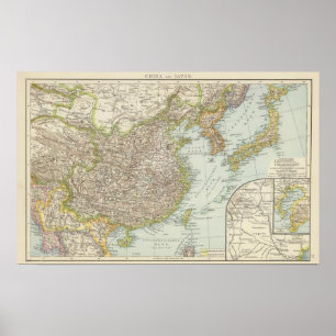 Map of China and Japan Poster