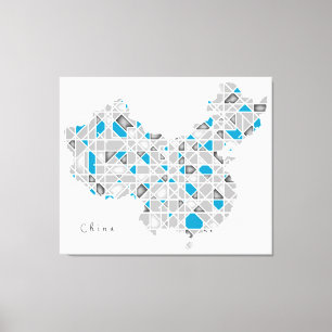 Map of China   Crystal Diamond Style Artwork Canvas Print