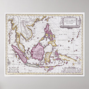 Map of China & Indonesia 1710 Poster