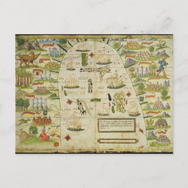 Map of China sea, facsimile of 'Miller Atlas' Postcard (Front)