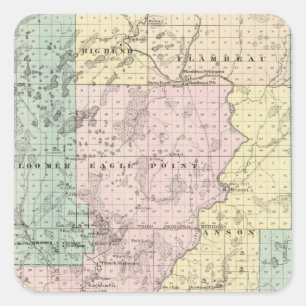 Map of Chippewa County southern part Square Sticker