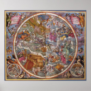 Map of Christian Constellations, Southern Skies Poster