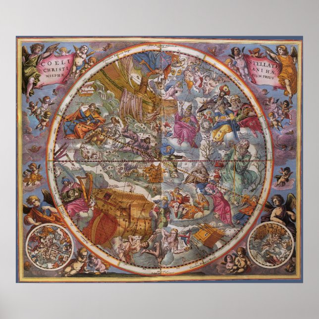 Map of Christian Constellations, Southern Skies Poster (Front)