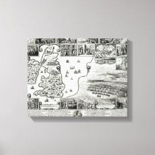 Map of Civil War England and a view of Prague Canvas Print