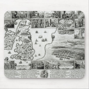 Map of Civil War England and a view of Prague Mouse Mat