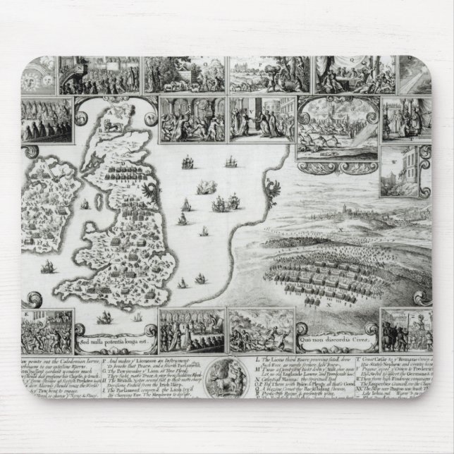 Map of Civil War England and a view of Prague Mouse Mat (Front)