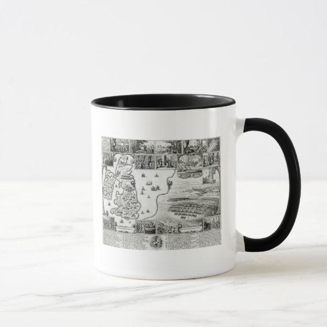 Map of Civil War England and a view of Prague Mug (Right)