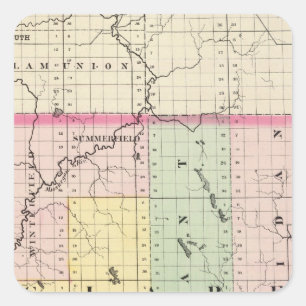 Map of Clare County, Michigan Square Sticker