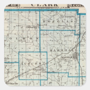 Map of Clark County Square Sticker