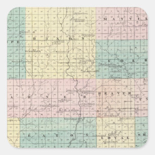 Map of Clark County, State of Wisconsin Square Sticker