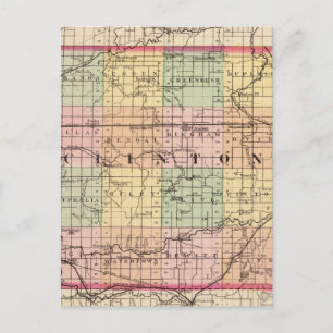 Map of Clinton County, Michigan Postcard