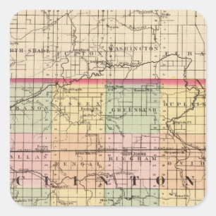 Map of Clinton County, Michigan Square Sticker