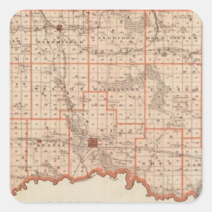 Map of Clinton County, State of Iowa Square Sticker