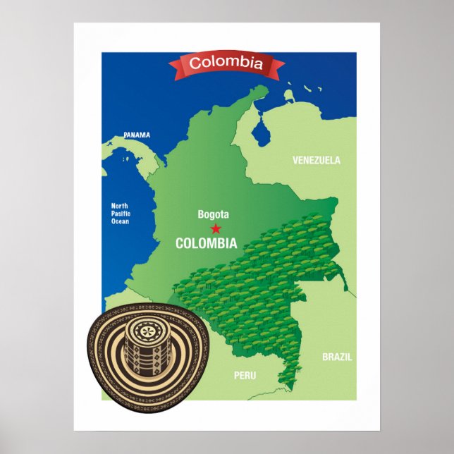 Map of Colombia Poster (Front)