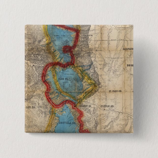 Map of Colorado Territory 15 Cm Square Badge (Front)
