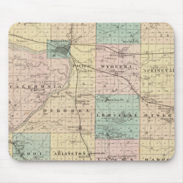 Map of Columbia County, State of Wisconsin Mouse Mat (Front)