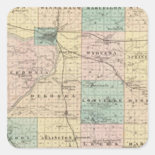 Map of Columbia County, State of Wisconsin Square Sticker
