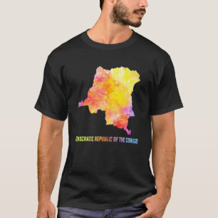 Map Of Congo, DR. Congo Colorful Map. Watercolor I T-Shirt