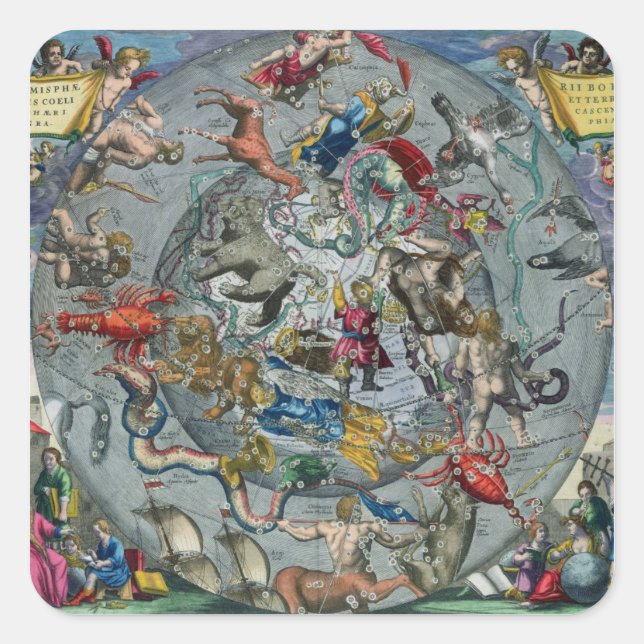 Map of Constellations of the Northern Square Sticker (Front)